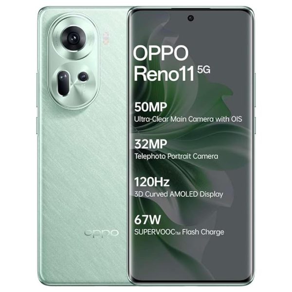 Oppo Reno 11 5G Smartphone 8GB RAM/256GB Storage (Wave Green)