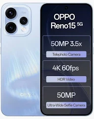 Oppo Reno15 5G Smartphone 12GB RAM/256GB Storage (Aurora Blue)